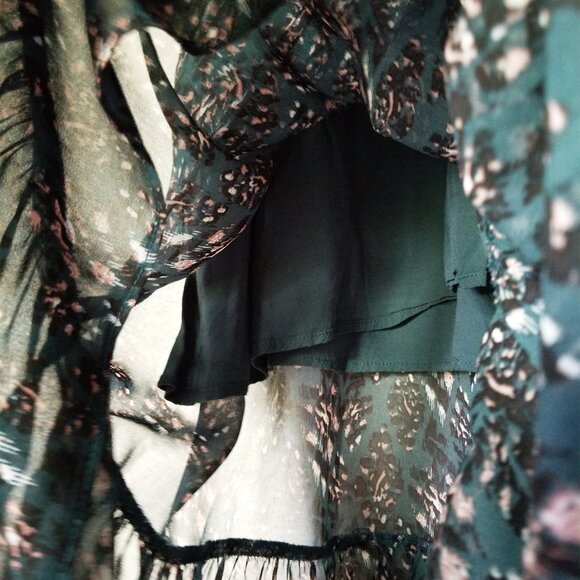 Anthropologie Seen Worn Kept Davina Leopard Belted Midi Dress Hunter Green US 8 - Picture 14 of 16